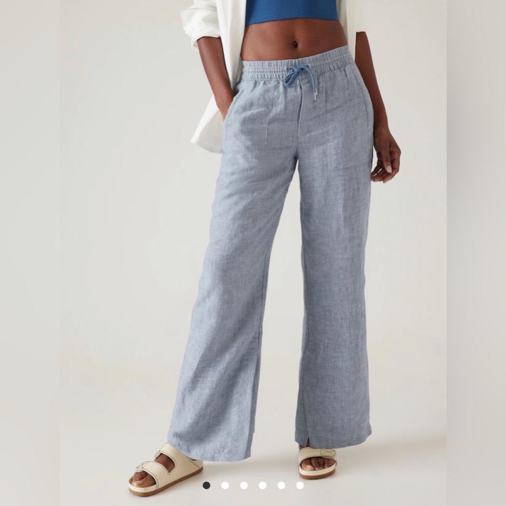 Athleta NWT Cabo Linen Wide Leg Pant Size 20 Chambray color